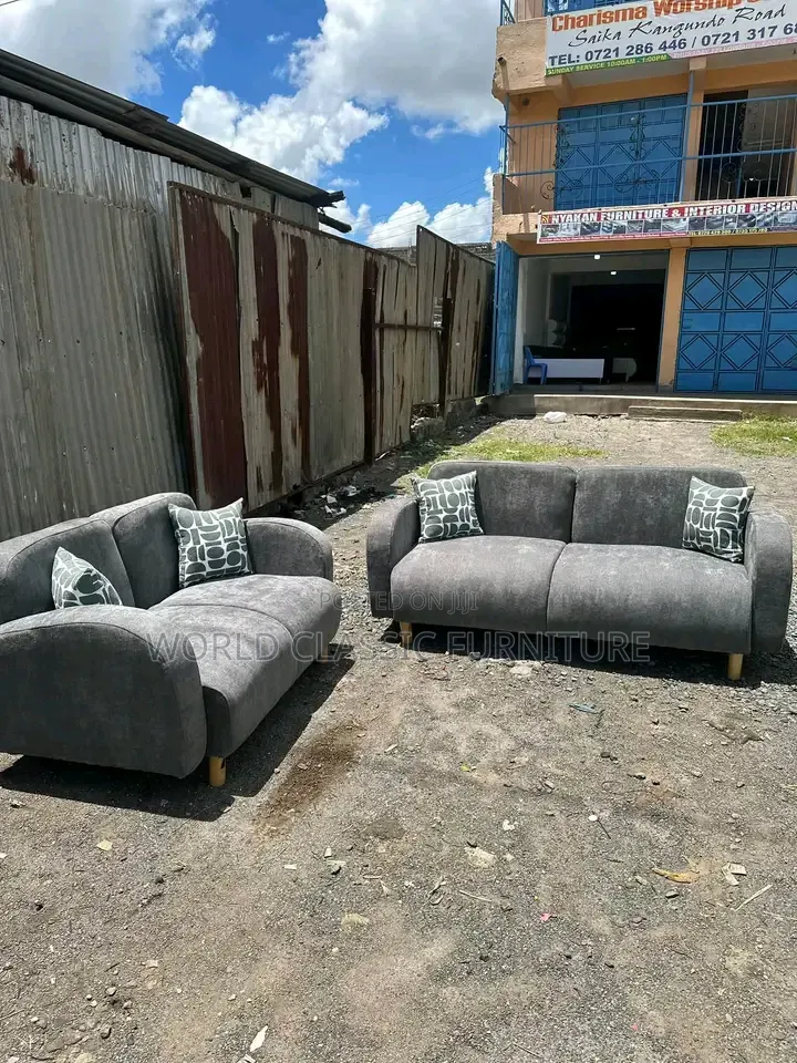 Modern Grey Fabric Sofa Set