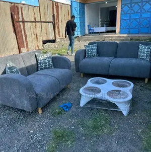 Modern Grey Fabric Sofa Set