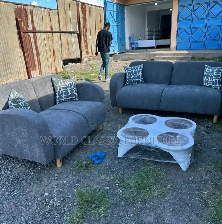Modern Grey Fabric Sofa Set