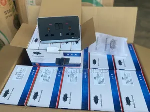 13amp Black Design Double Multi Socket With USB and Type C