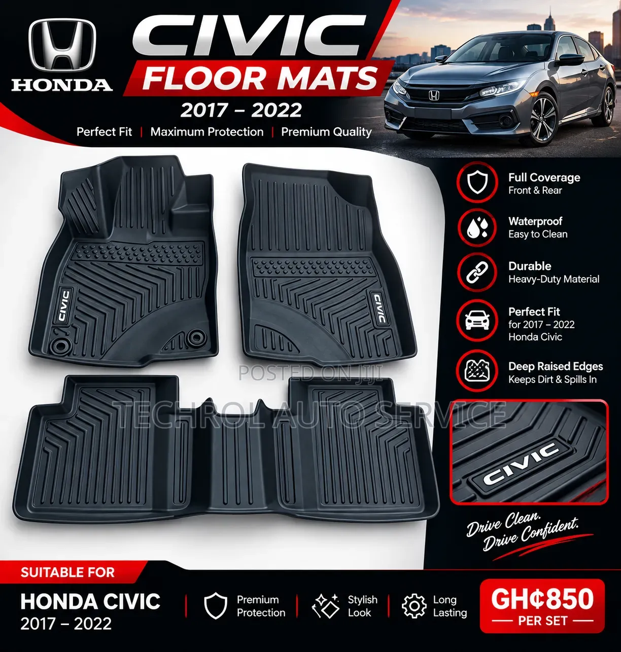 Honda Civic 2017 to 2022 Floor Mat /Carpet