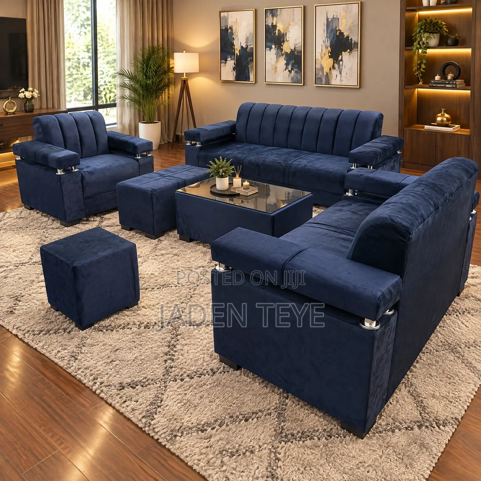 Brand New Luxury Blue Black Family Sofa