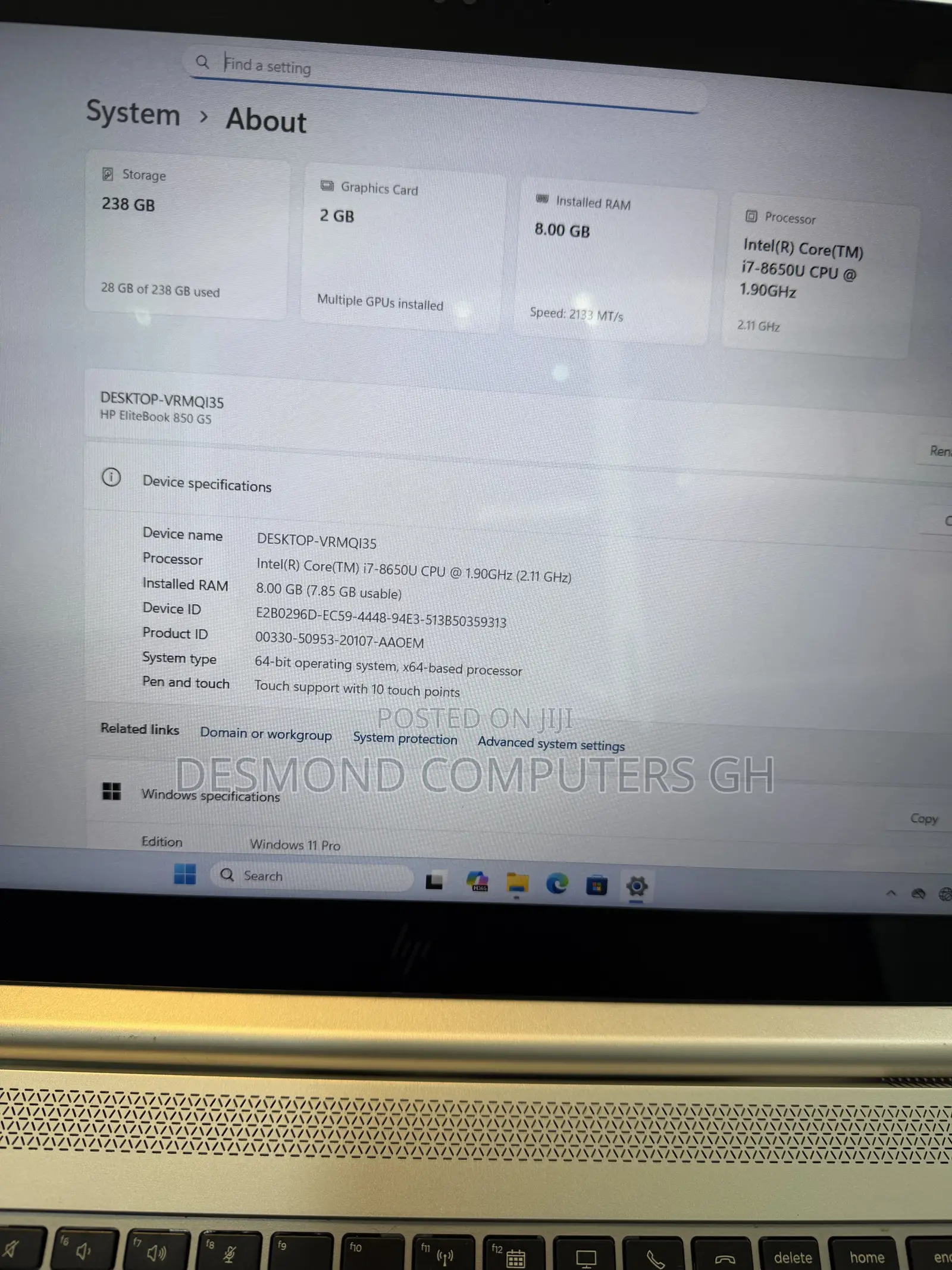 Laptop HP EliteBook 850 G5 8GB Intel Core i7 SSD 256GB