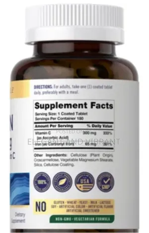 Iron 65mg With Vitamin C | 180 Tablets