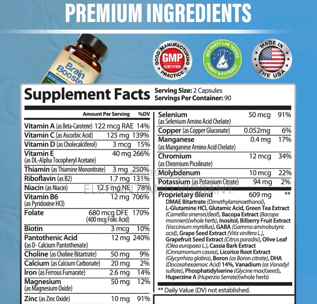 Brain Health Memory Booster, Focus Function Clarity Nootropic Supp