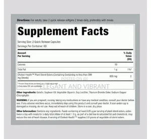 Cholesterol Health Supplement | 120 Softgels