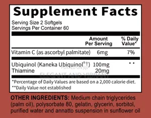 Mega COQ10 Ubiquinol Capsules-With Vitamin C, Thiamine-Normal Function