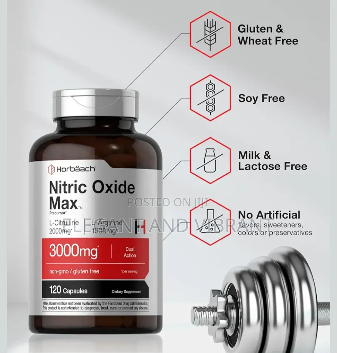Nitric Oxide Supplement, 3000mg 120 Capsules