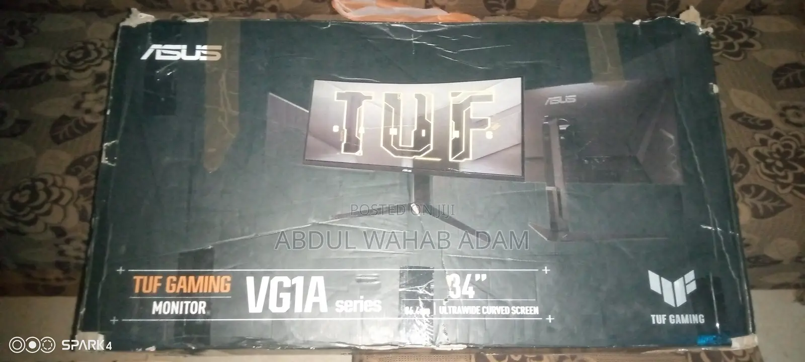 ASUS Tuf 34'' Gaming Monitor-Partial Broken Screen (Read Description)