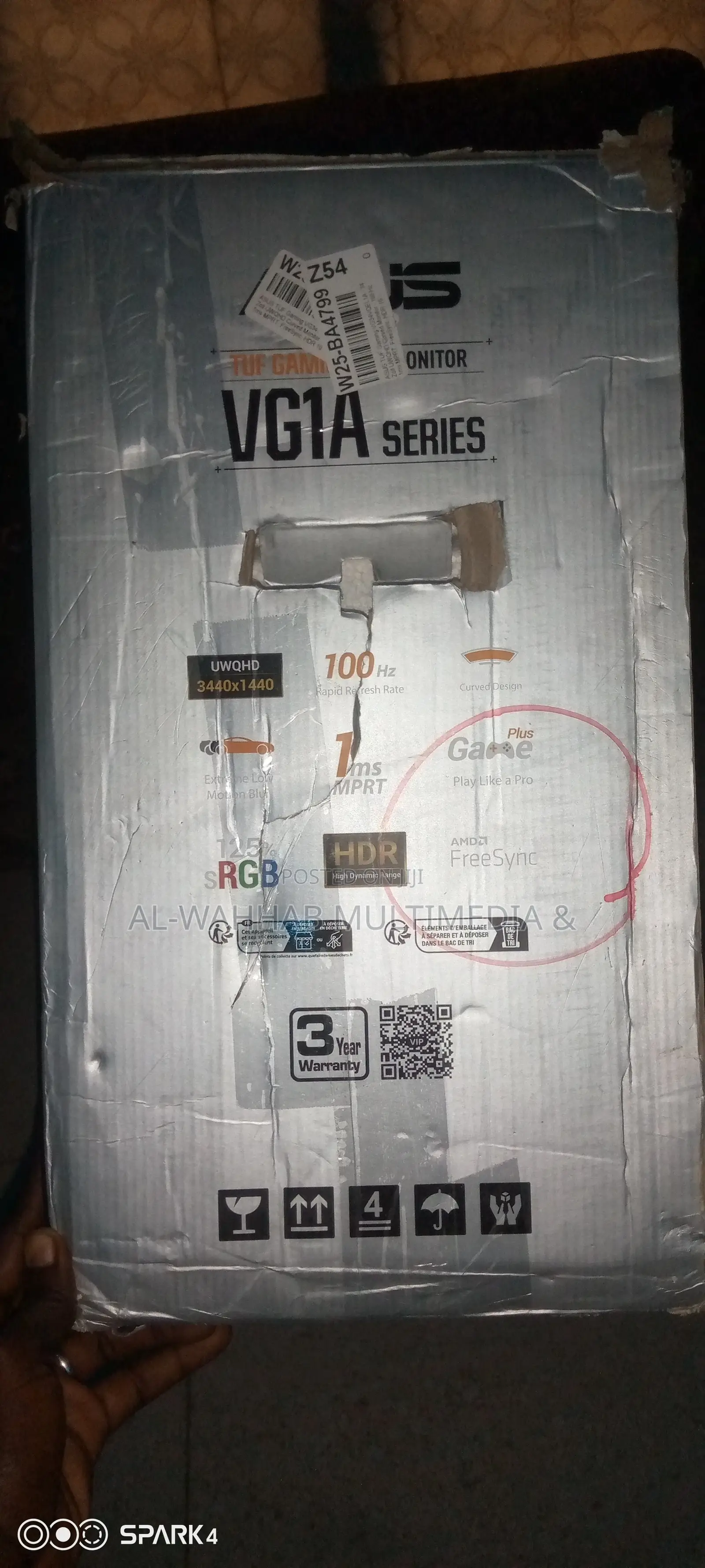 ASUS Tuf 34'' Gaming Monitor-Partial Broken Screen (Read Description)