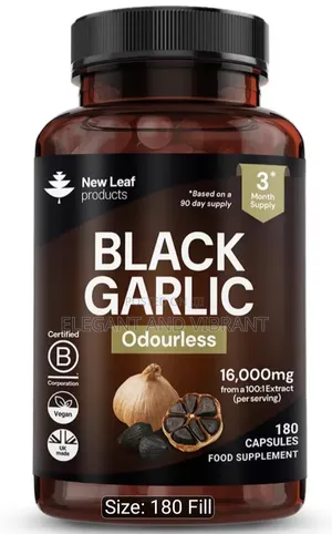 Black Garlic Capsules + Naturally Occurring SAC Polyphenols,180 Caps