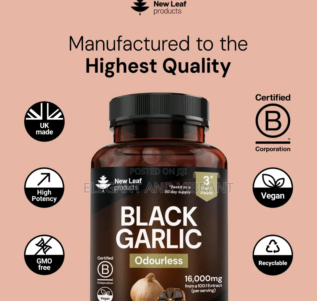 Black Garlic Capsules + Naturally Occurring SAC Polyphenols,180 Caps