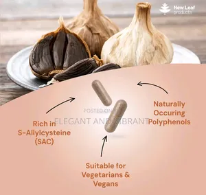 Black Garlic Capsules + Naturally Occurring SAC Polyphenols,180 Caps