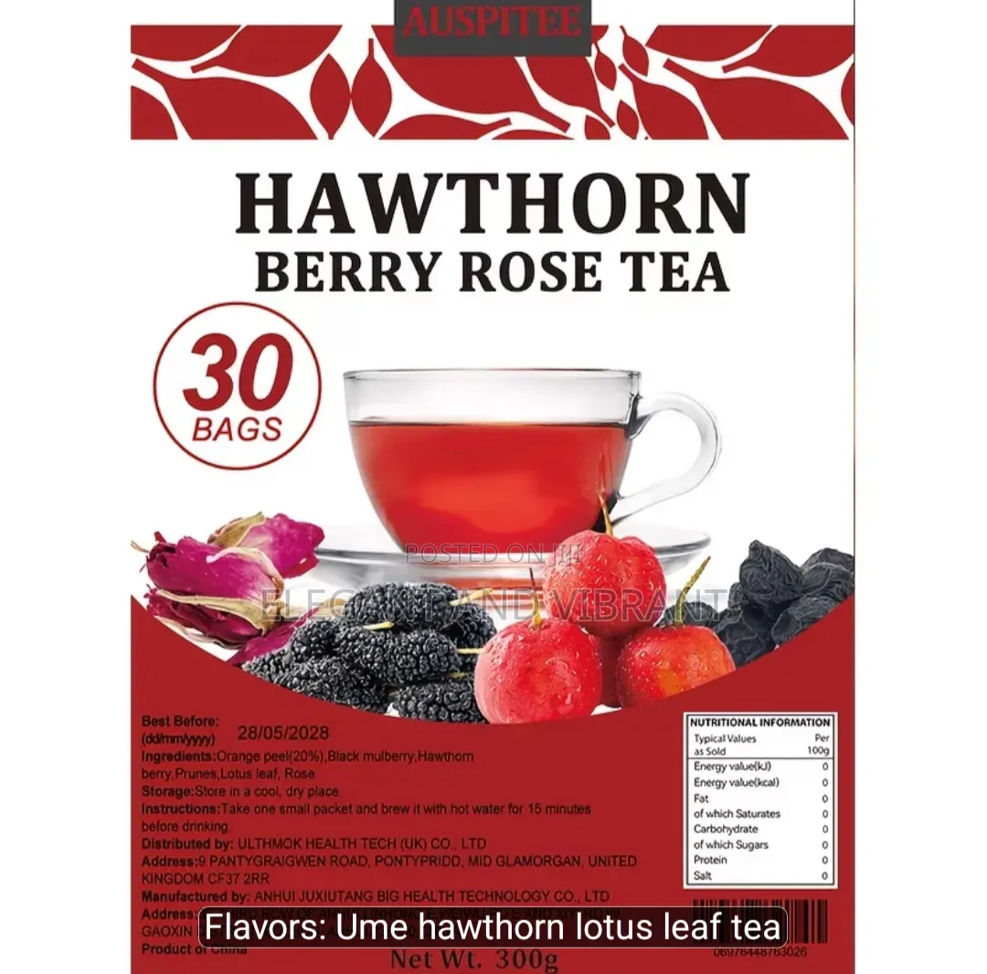 Hawthorn Lotus Leaf Tea, 30 Bags/300g, No Additives,