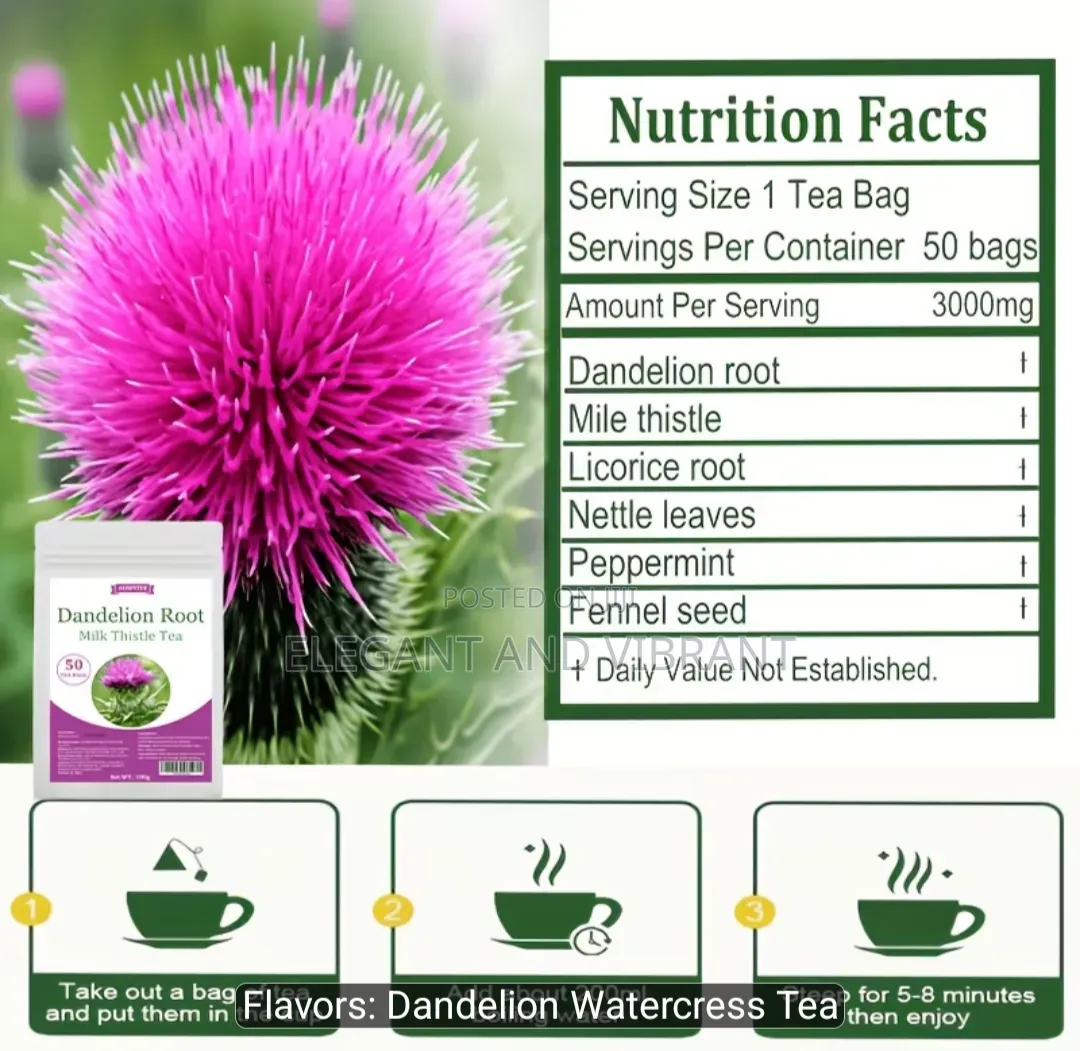 Dandelion Root Milk Thistle Tea,50 Packs,Peppermint, Herbal Tea