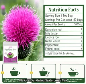 Dandelion Root Milk Thistle Tea,50 Packs,Peppermint, Herbal Tea