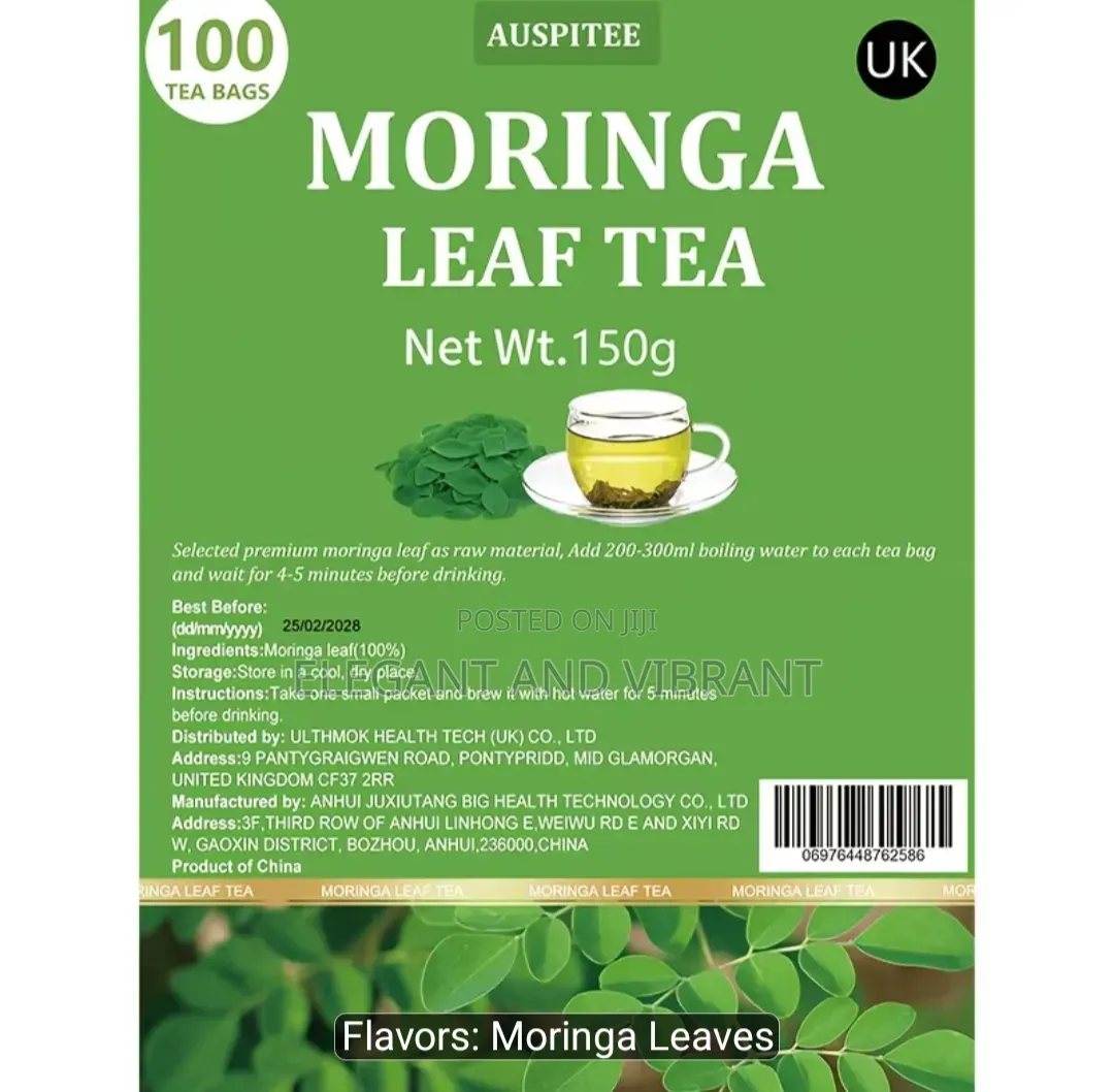 Moringa Leaf Tea Bags, 100 Bags, Herbal Tea No Additives