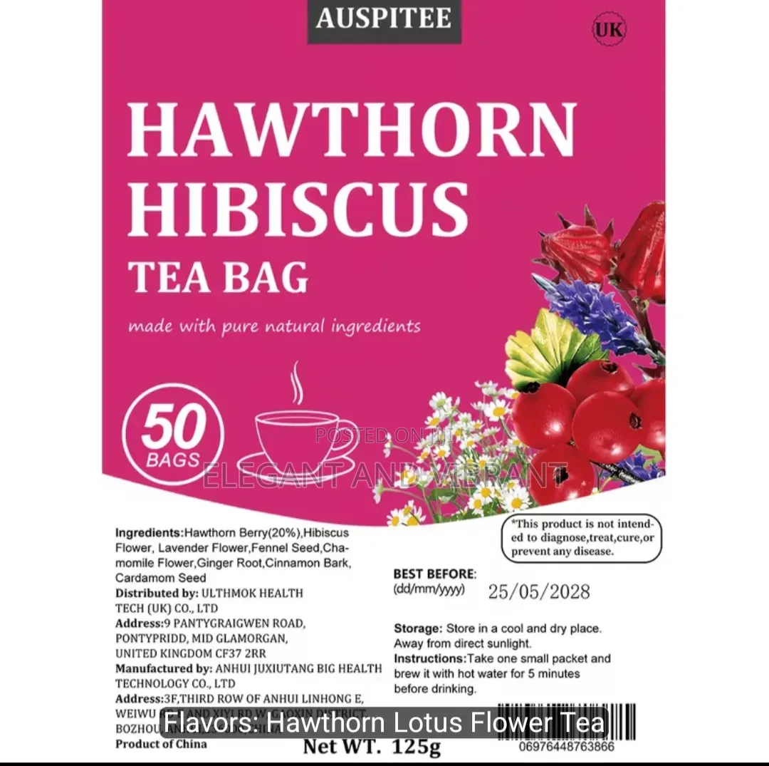 Hawthorn HibiscusTea,50 Bags, No Additives, Mixed