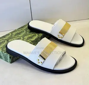 Gucci Men’s Flat Leather Slide Sandals