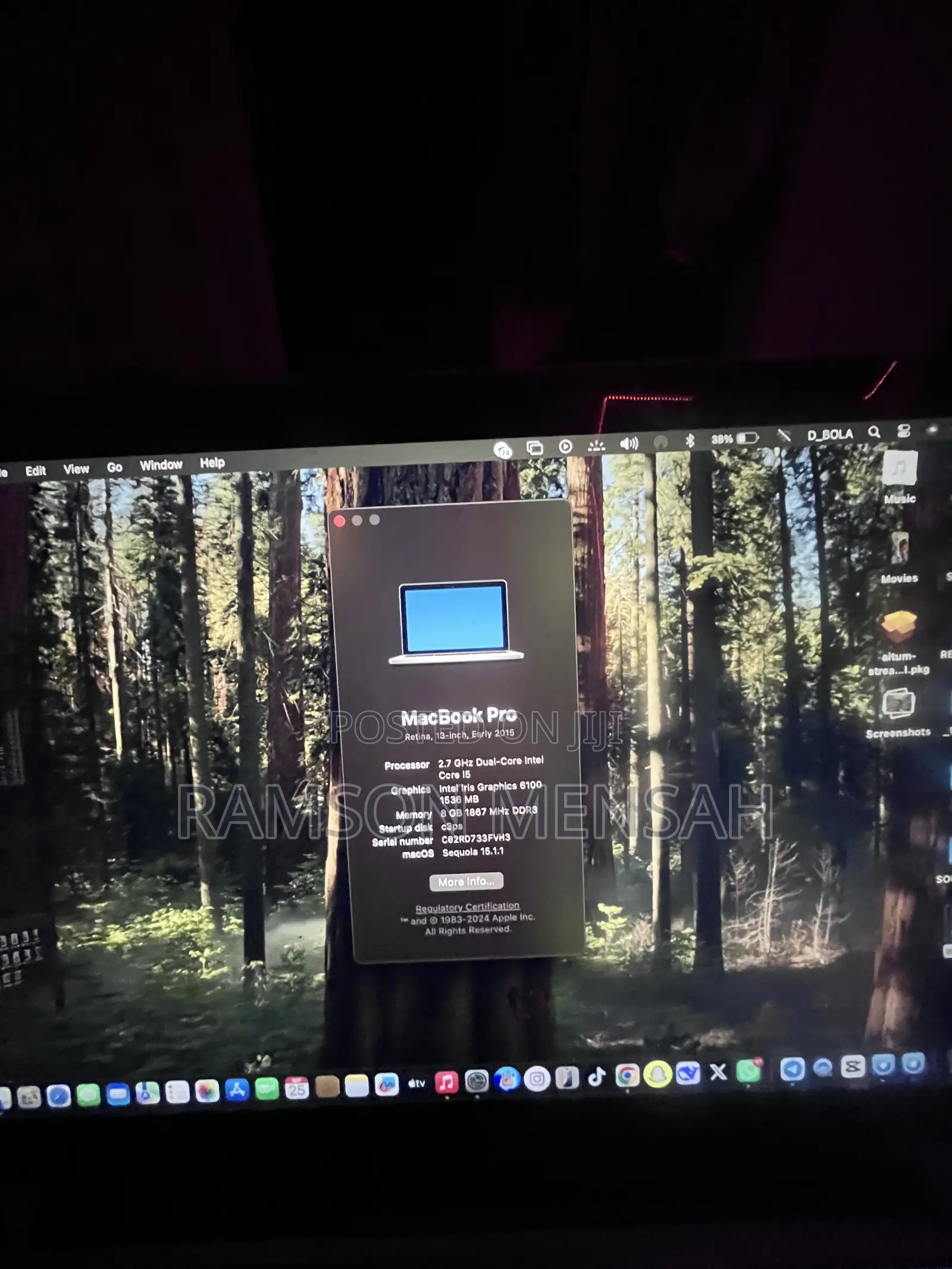 Laptop Apple MacBook Pro 8GB Intel Core i5 SSD 128GB