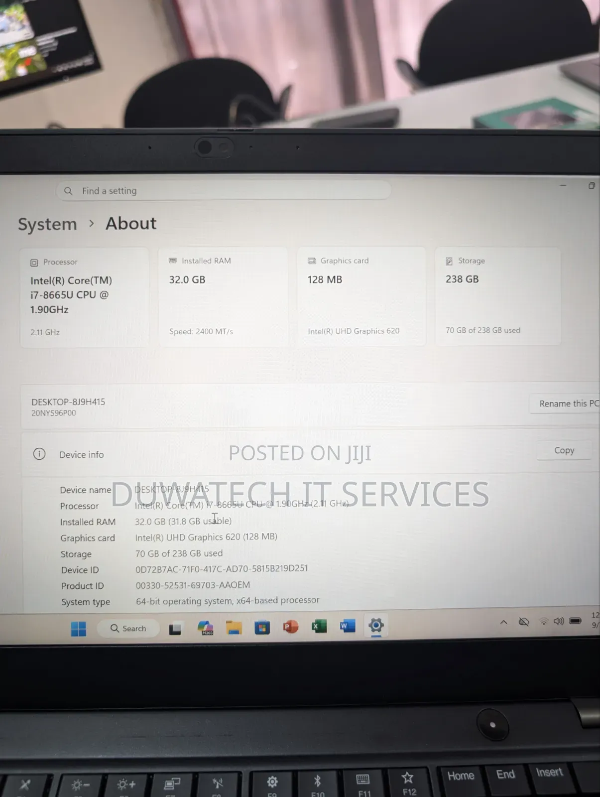 Laptop Lenovo ThinkPad T490s 32GB Intel Core i7 SSD 256GB