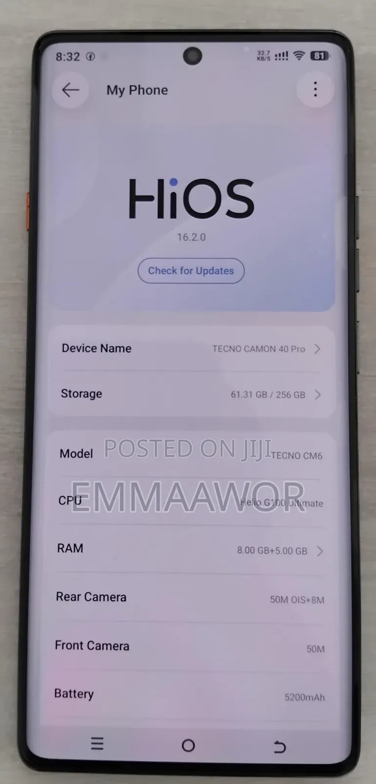 New Tecno Camon 40 Pro 4G 256 GB Graphite