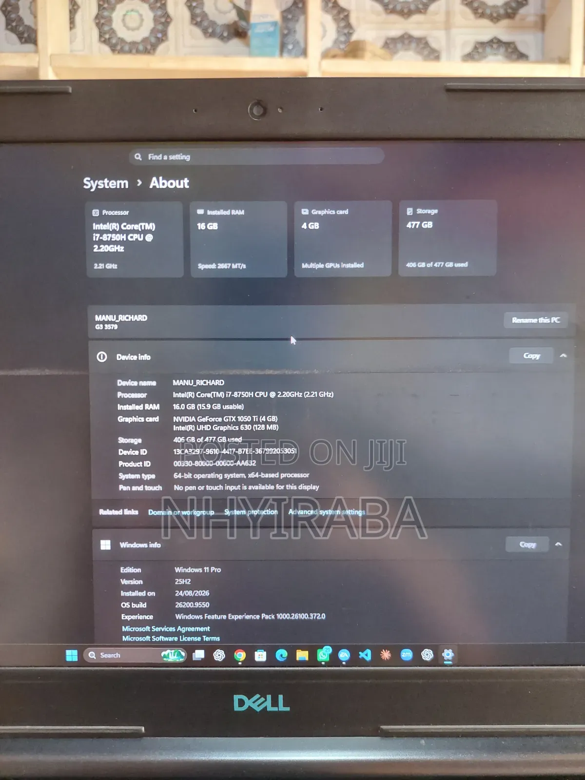 Laptop Dell G3 15 3579 16GB Intel Core i7 SSHD (Hybrid) 512GB
