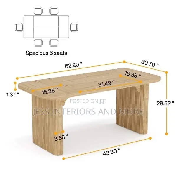 Dining Table - (62-Inch) Minimalist Column Legs