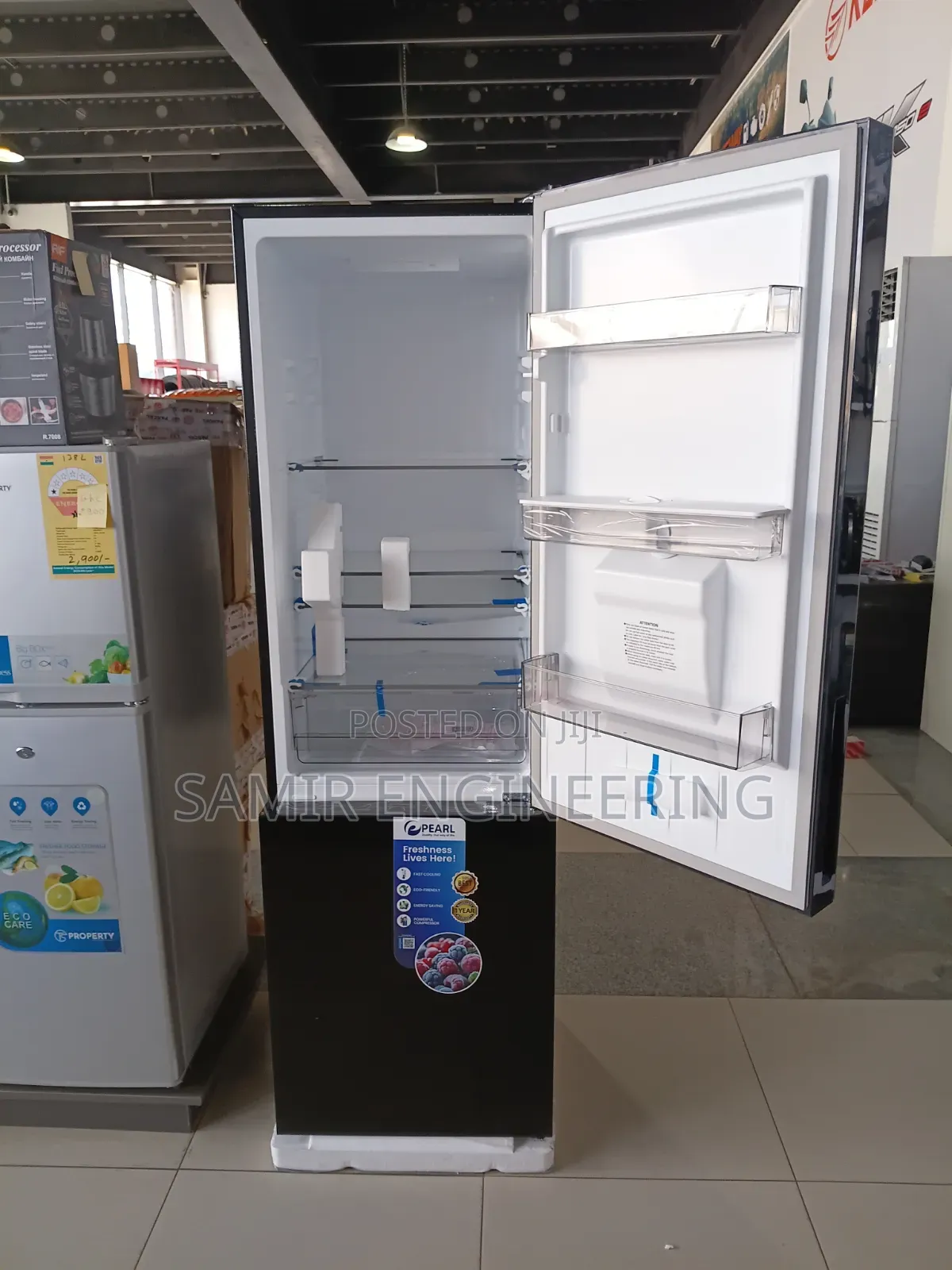 Sleek Pearl 262L Bottom-Mount Mirror Glass Refrigerator (PF-370-13M)