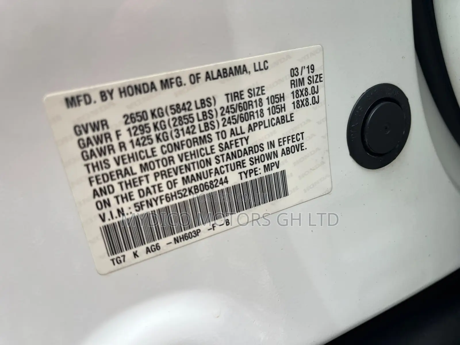 Honda Pilot EX-L AWD 2019 White