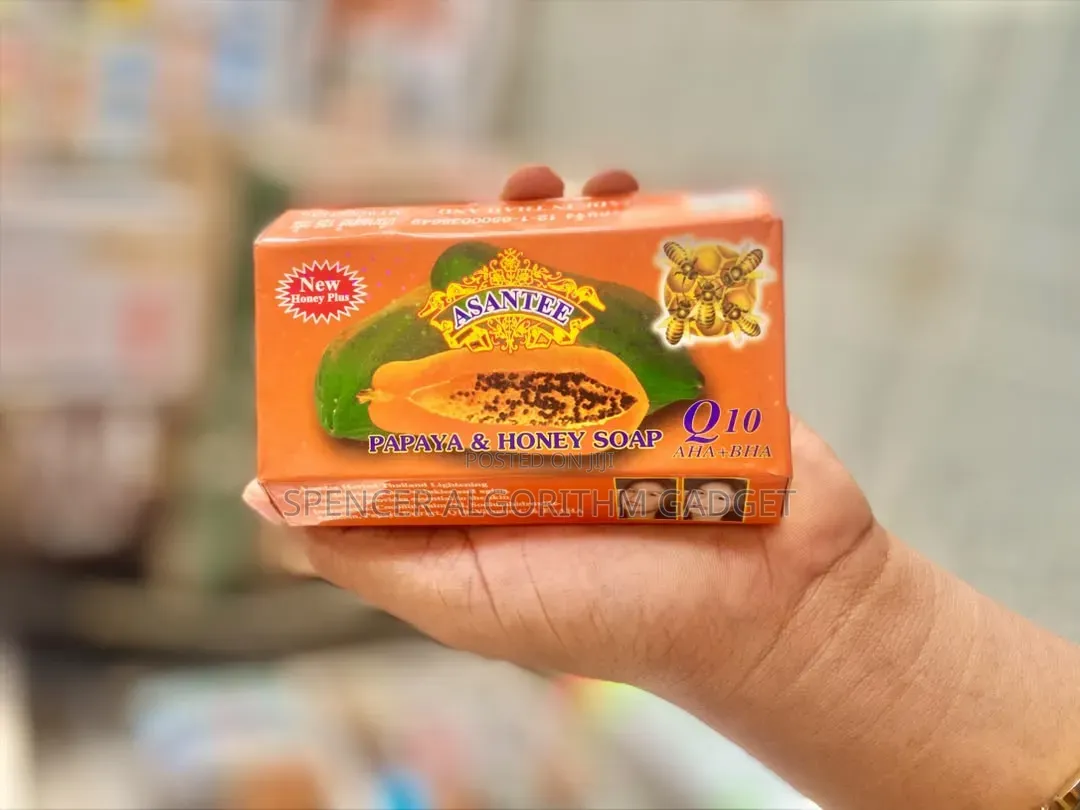 Asantee Herbal Papaya + Honey Soap With Q10, Aha, Bha Skin Whiten 125g