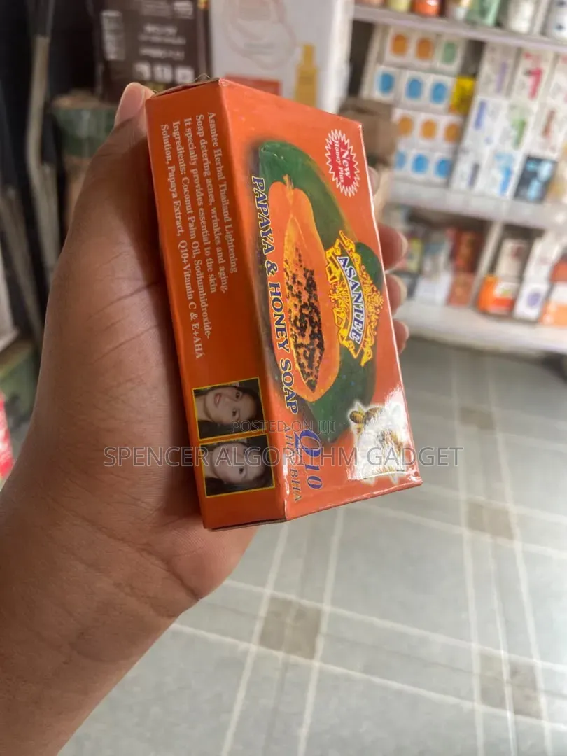 Asantee Herbal Papaya + Honey Soap With Q10, Aha, Bha Skin Whiten 125g