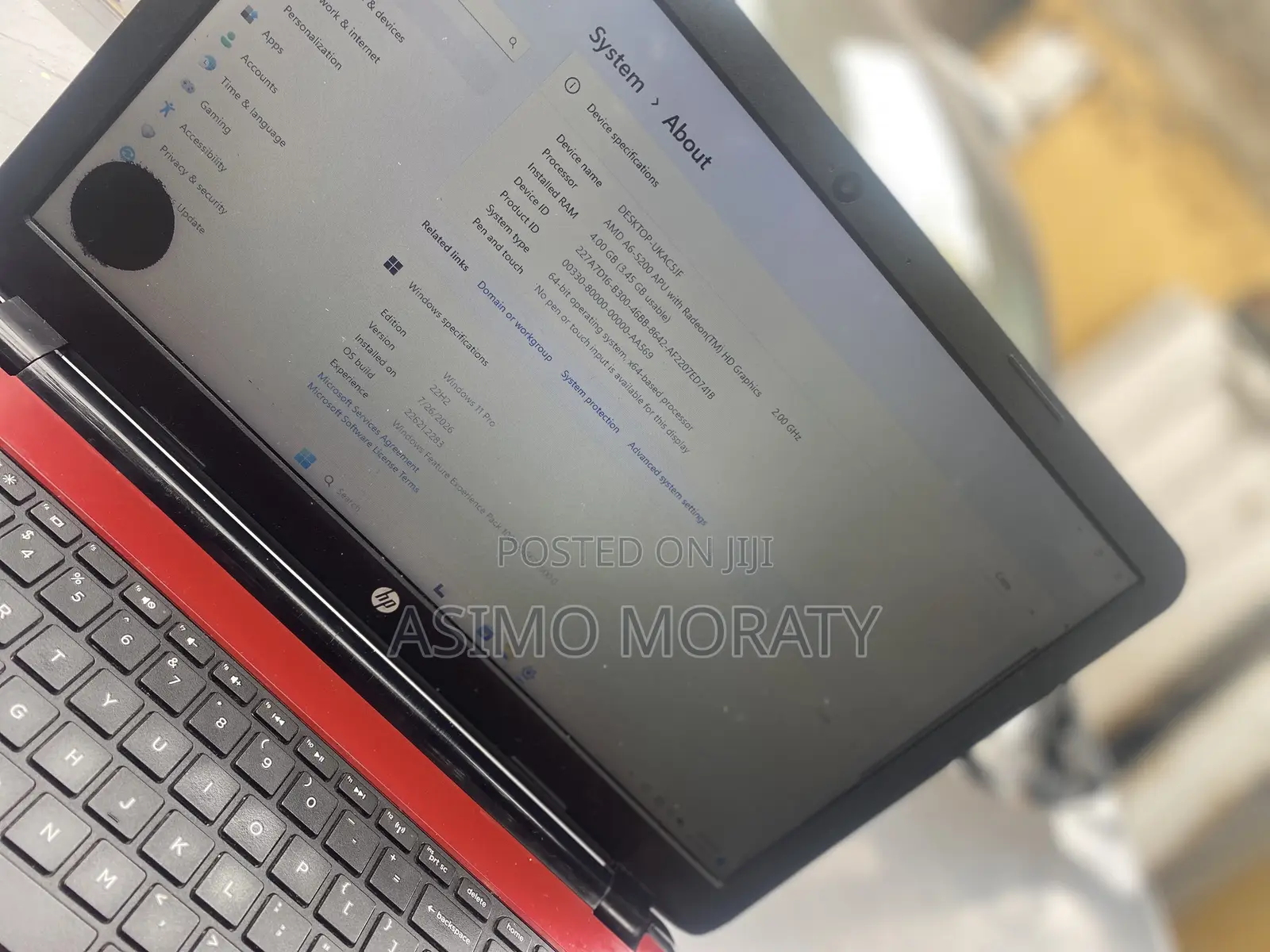 Laptop HP 15 4GB AMD A6 HDD 256GB