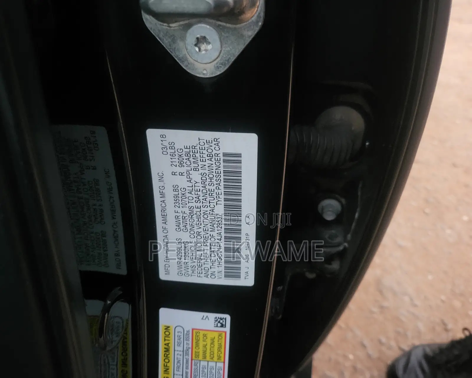 Honda Accord Sport (1.5L 4cyl Turbo CVT) 2019 Black