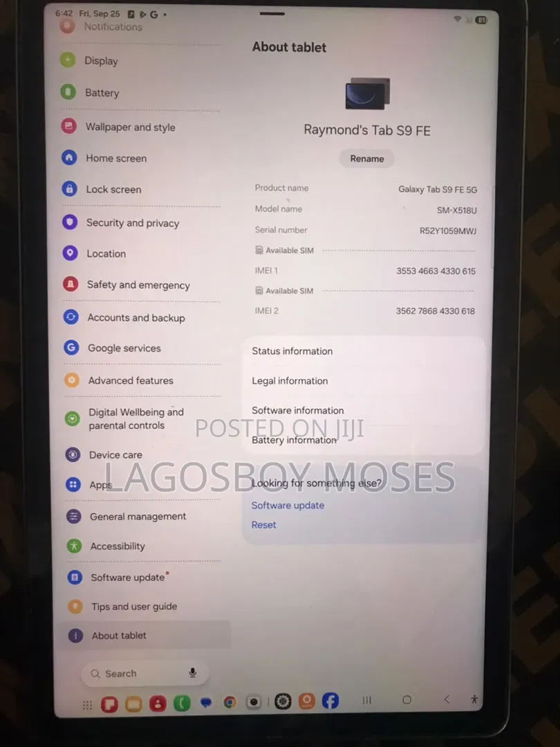 Samsung Galaxy Tab S9 FE 128 GB Gray