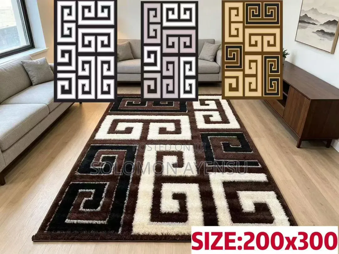 Modern Abstract Wavy Shag Area Rug With Polka Dots