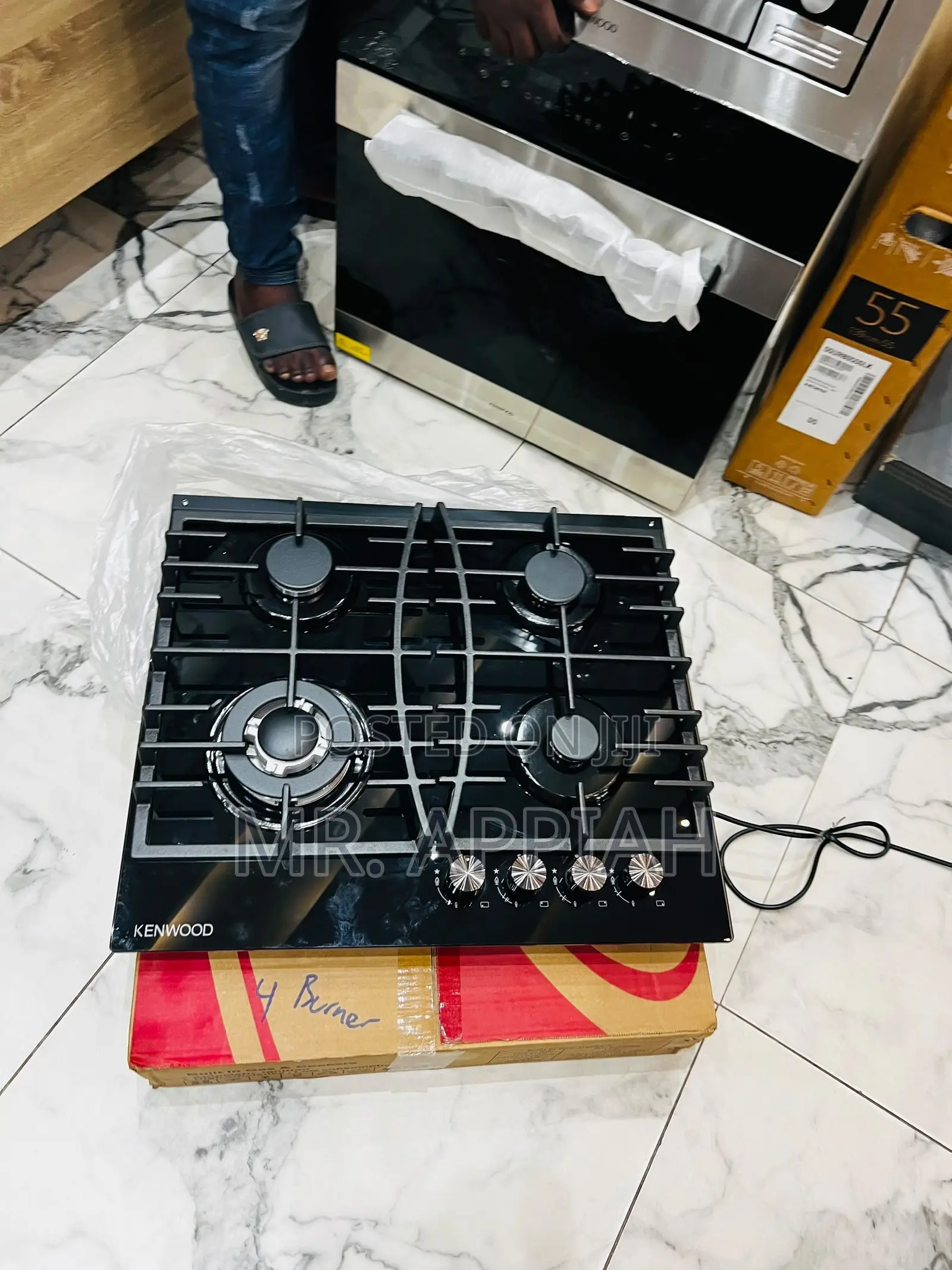 Get Kenwood 60cm Tempered Glass 4 Gas Hob(Black) 