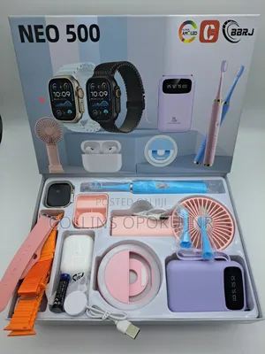 12-in-1 Smart Watch Combo Set - Airpod, Fan, Power Bank, Brush - PINK