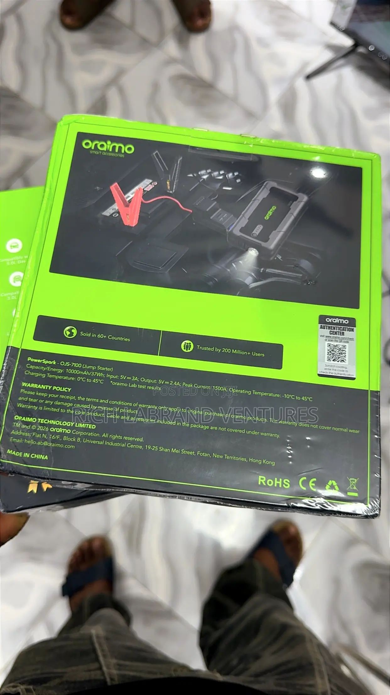 Oraimo PowerSpark 12V Car Jump Starter With 10000mAh Power Bank