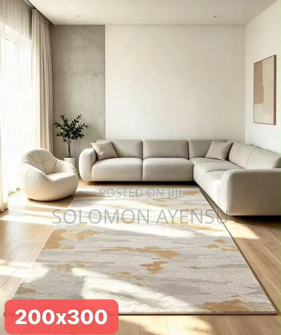 Blue Gray and Ivory Wool Abstract Hand Tufted Area Rug Available