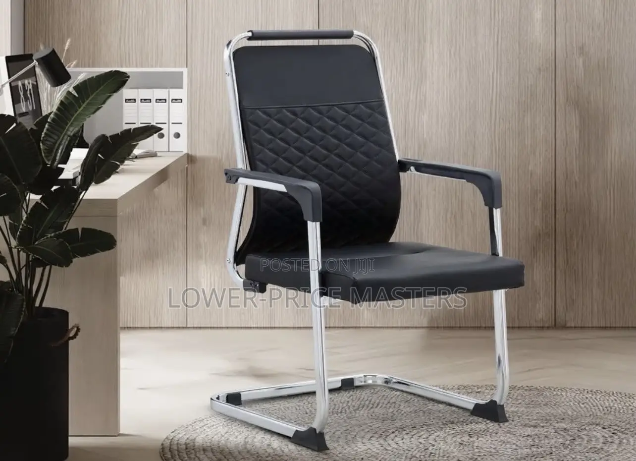 Executive Black Leather Office Guest Chairs