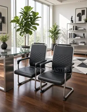 Executive Black Leather Office Guest Chairs