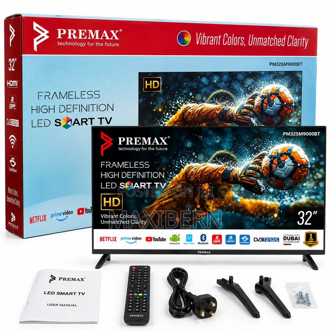 Premax 32-Inch Frameless Digital LED TV - Black