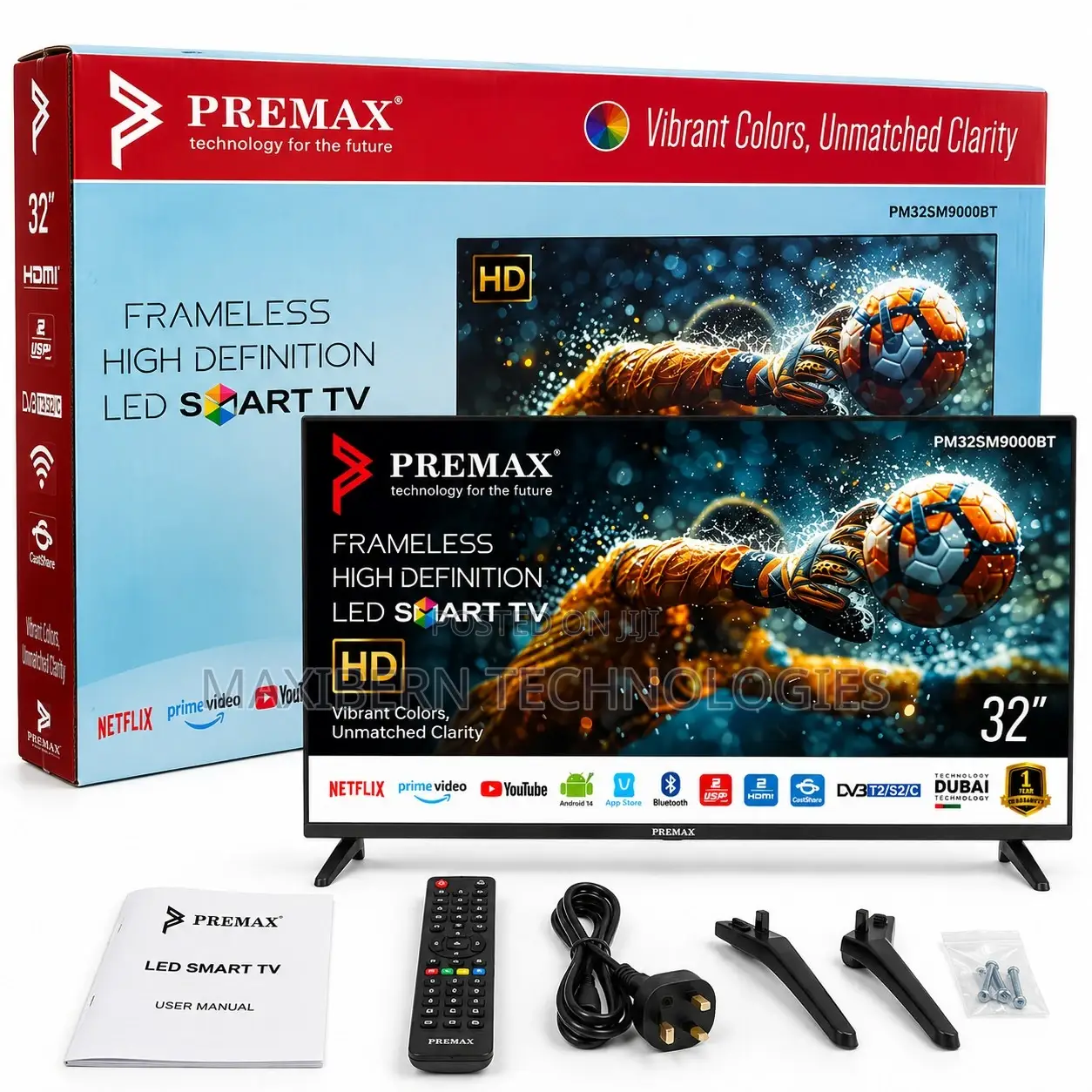 Premax 32-Inch Frameless Digital LED TV - Black