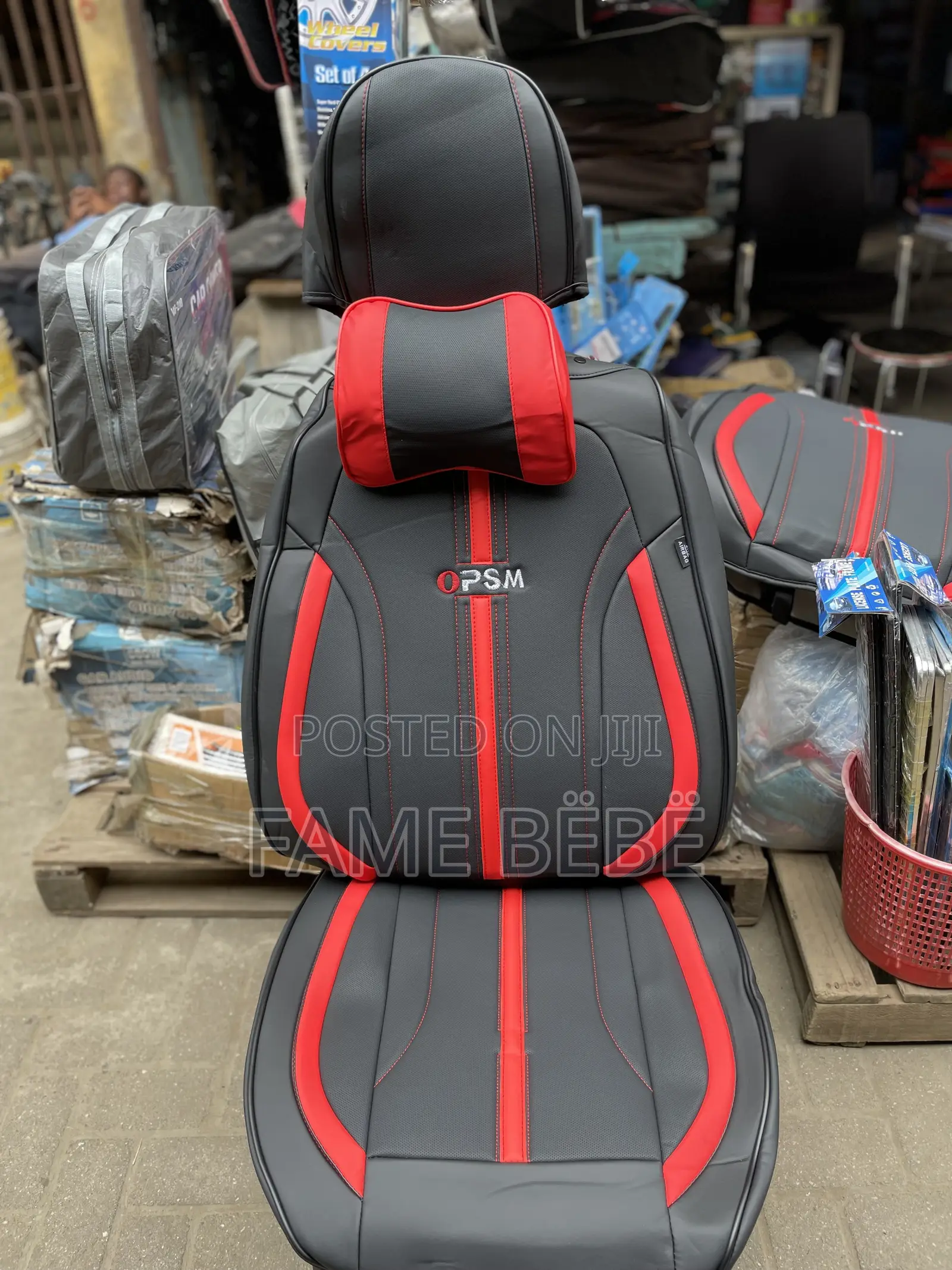 Premium Red Black Leather Seat Cover