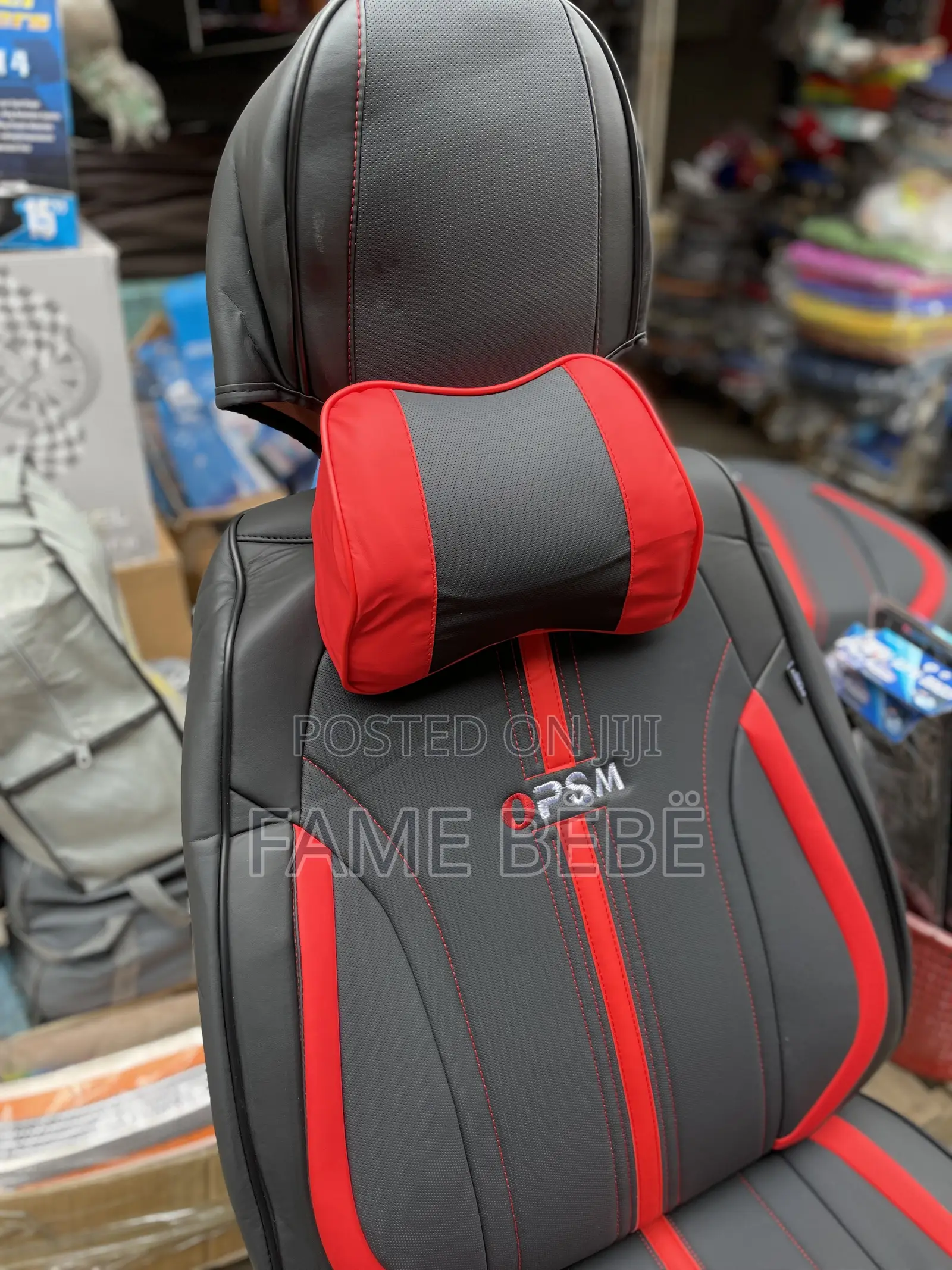 Premium Red Black Leather Seat Cover