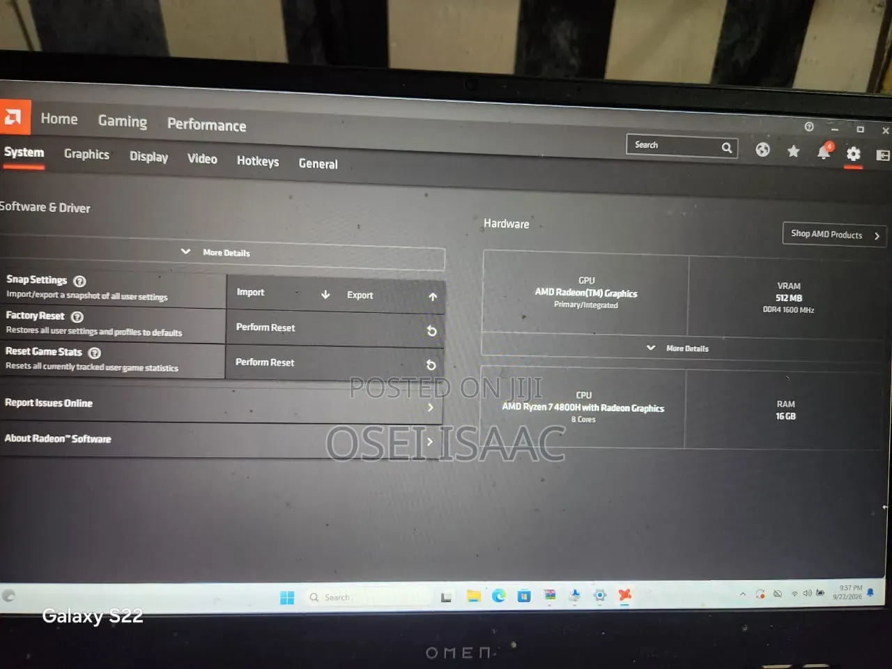 Laptop HP Omen 15 16GB AMD Ryzen 7 SSD 512GB