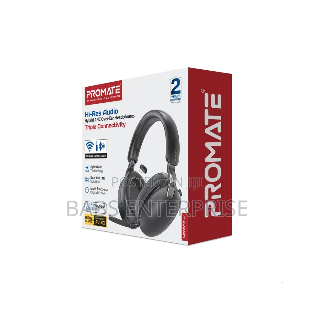 Promate Serene-2 Hi-Res Audio Hybrid-Anc Over-Ear Headphones