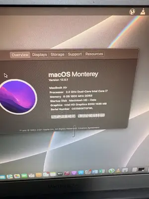 Laptop Apple MacBook Air 8GB Intel Core i7 SSD 512GB