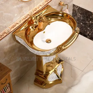 Royal Gold Toilet and Standing Wash Basin